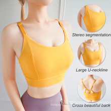 Tendencia de tendencias sports sujetador de sujetadores hot sportbra de color deportivo acolchado sólido sujetador de yoga ajustable